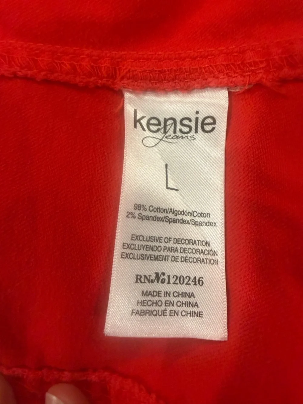 Kensie Jeans large bright red denim Jean jacket cropped button front cotton coat